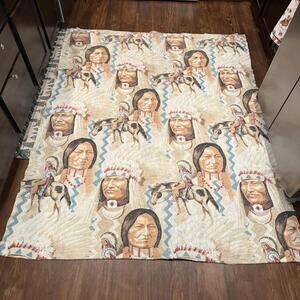 Vintage 90s RARE Native American AOP Looney Tunes Native American Blanket 85x69